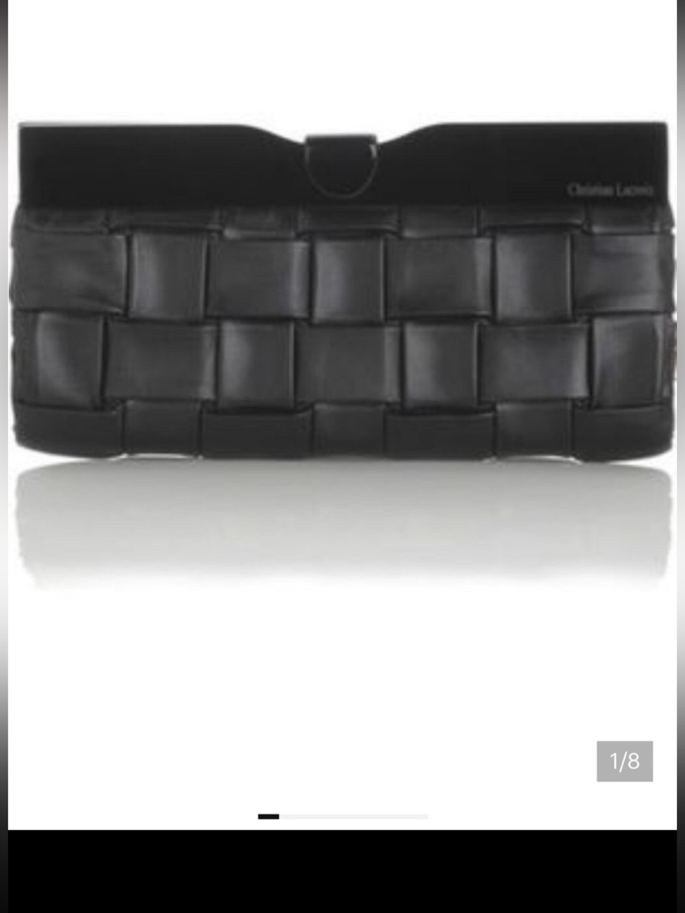 Christian Lacroix Black Quilted Leather Wristlet Clutch with Gloss Finish